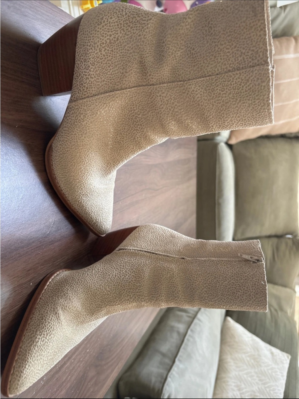 Matisse Beige Textured Ankle Booties with Block Heel